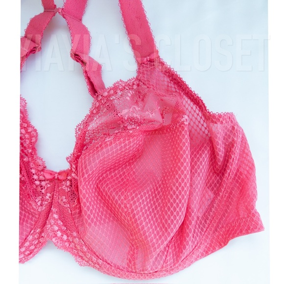 Elomi 42DDD Charley (4382) Banded Stretch Lace Plunge Underwire Bra Honeysuckle - Picture 10 of 16